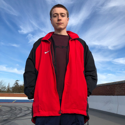 Red nike track clearance jacket